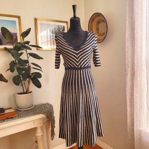 Boden knit dress, navy and cream, Size L